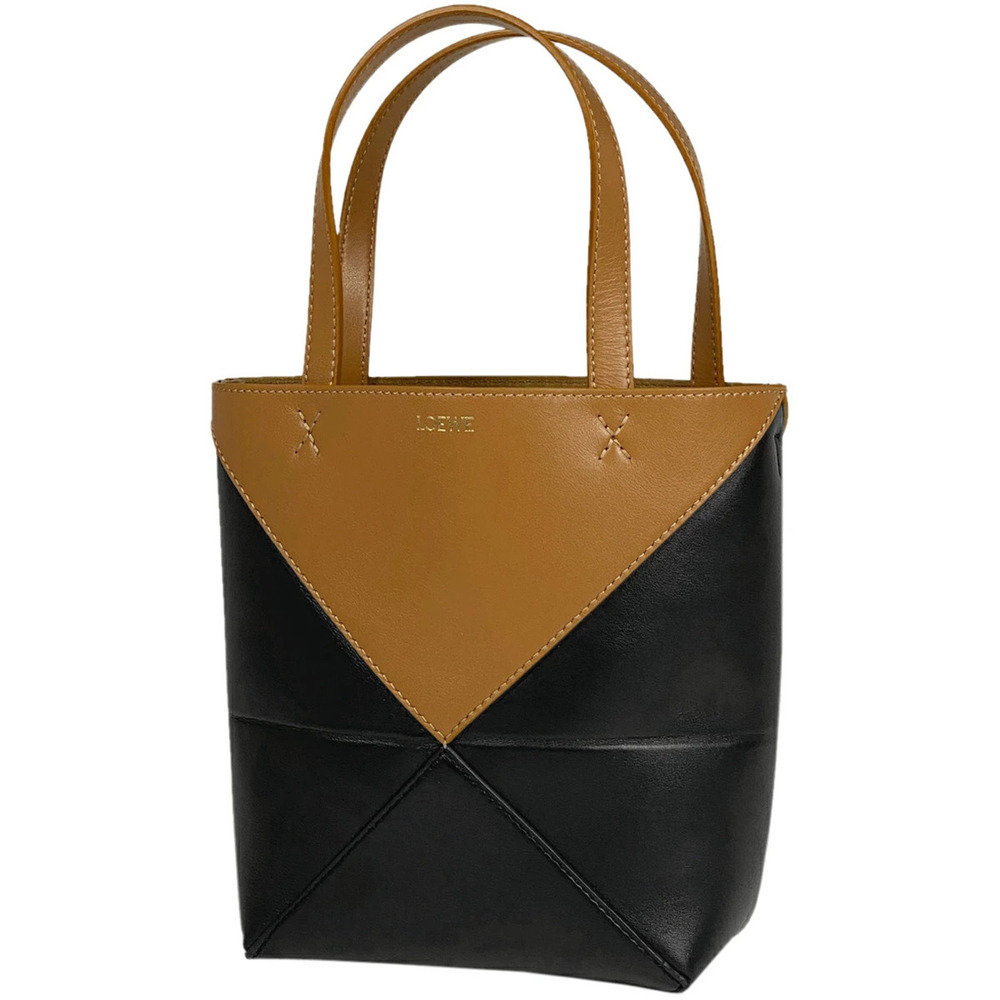 Loewe Puzzlefold Tote Bag Shoulder Leather Brown Black